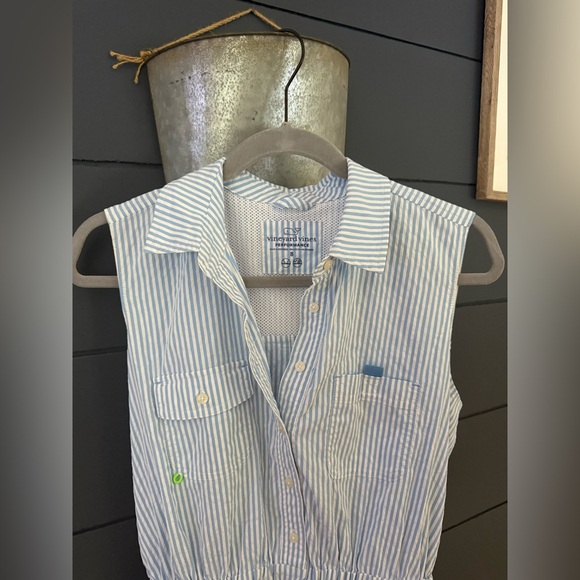 Vineyard vines performance sleeveless harbor striped seersucker dress size 8 - Picture 3 of 4